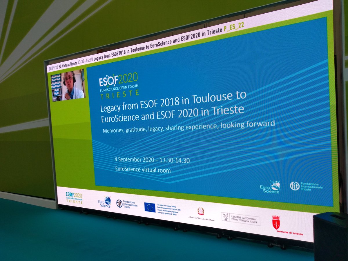 b_p_cahill's tweet photo. Anne Cambon-Thomsen the #ESOF2018 Champion presents the "Legacy of ESOF 2018 in Toulouse to @EuroScience and #ESOF2020 in Trieste". https://t.co/Krtncm9S5w