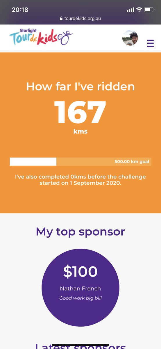 whiskaz41's tweet photo. Thanks so much to the generous people out there helping me raise money for sick kids it’s so humbling #strava #cycling #tourdekids @Starlight_star https://t.co/VRup02A6gW https://t.co/75fP3EJvsB