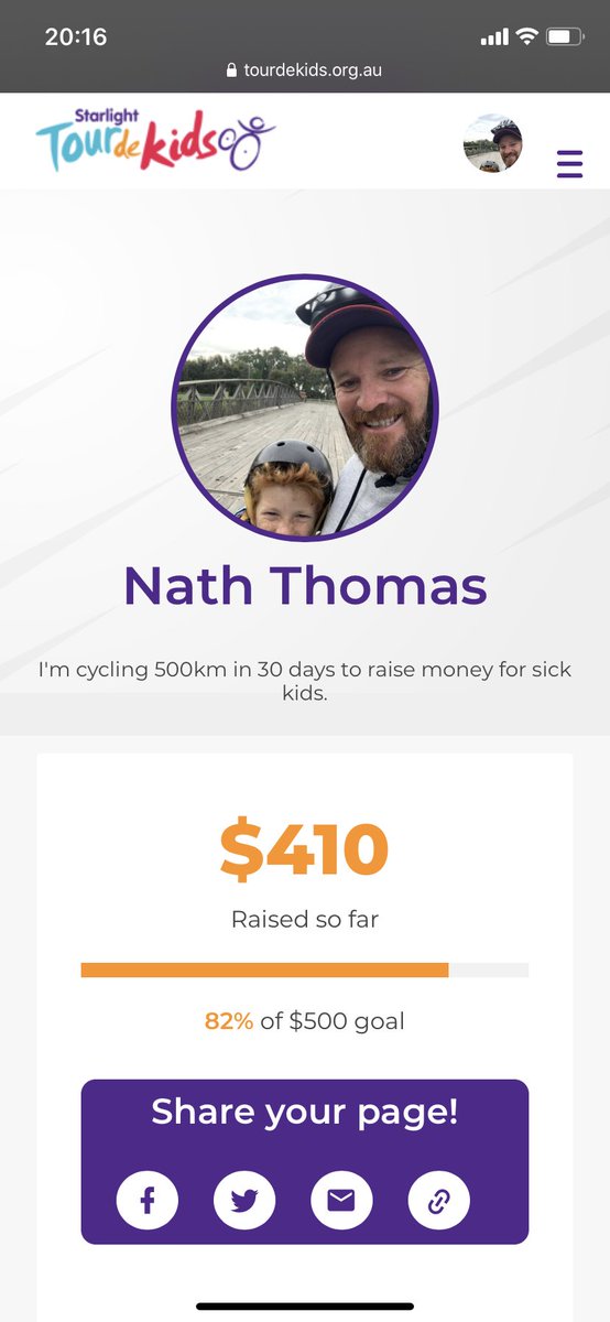 whiskaz41's tweet photo. Thanks so much to the generous people out there helping me raise money for sick kids it’s so humbling #strava #cycling #tourdekids @Starlight_star https://t.co/VRup02A6gW https://t.co/75fP3EJvsB