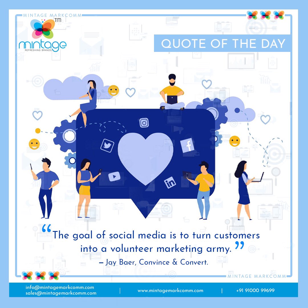 mintagemarkcomm's tweet photo. In Our New Digital Age, #SocialMediaMarketing Platform is on the Rise and Has Become an Indispensable Platform for Any #business to Create #BrandAwareness in Today’s #CompetitiveMarket
#jaybaer #convinceandconvert #quoteoftheday #mintage #mintagemarkcomm #branding #marketing https://t.co/ORG7Wir4Uc