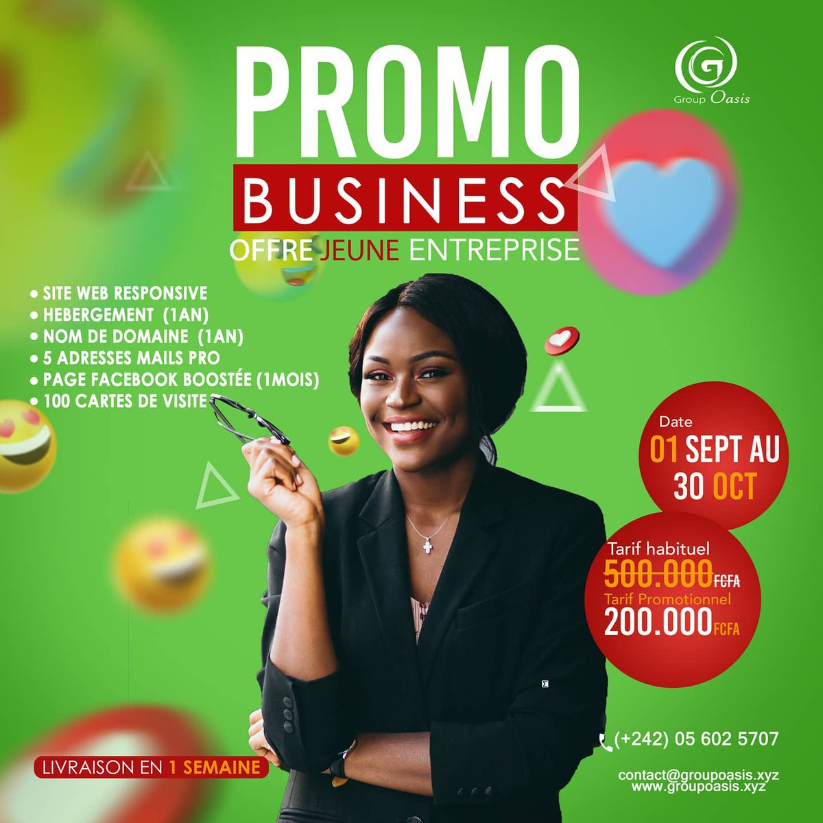 GroupOasis1's tweet photo. PROMO SPÉCIALE BUSINESS
[Offre spéciale Jeune Entreprise]
Accroître votre chiffre d'affaires passe par la visibilité et la notoriété de votre entreprise. #GroupOasis #ChezMoiAuCongo

📲  Envoyez nous un message sur WhatsApp via ce lien 👇🏽👇🏽👇🏽 https://t.co/g8emGs8fdu https://t.co/5idzkhSDLh