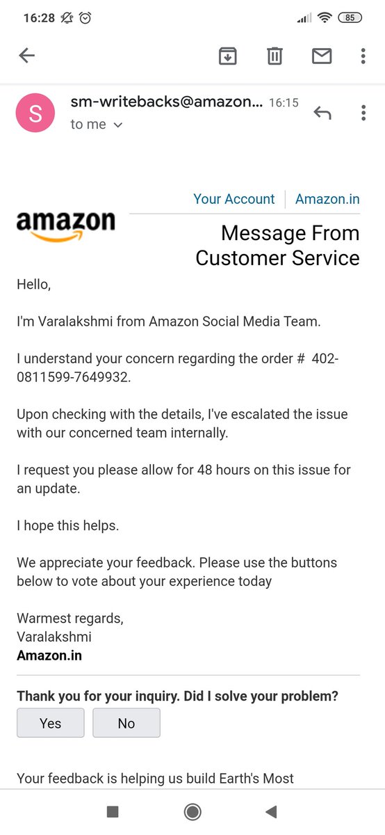 manishjha11's tweet photo. They have no answer. Repeating the same mail. 27 days and still waiting for the refund. Look at the mail. Don't haras your customer by referring to mail. @AmazonHelp @amazon @AmitAgarwal @jagograhakjago @irvpaswan #cheateramazon https://t.co/AGAe5VXn1B