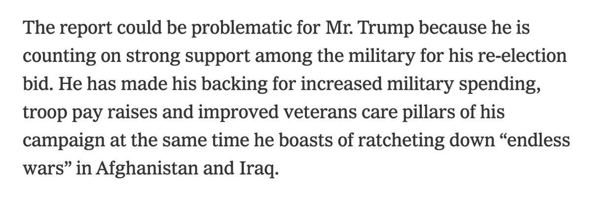 ¶6 says the report could be problematic because he might not get voters he wants. It doesn't say it's problematic bc he's commander in chief with certain duties, including leading the military.