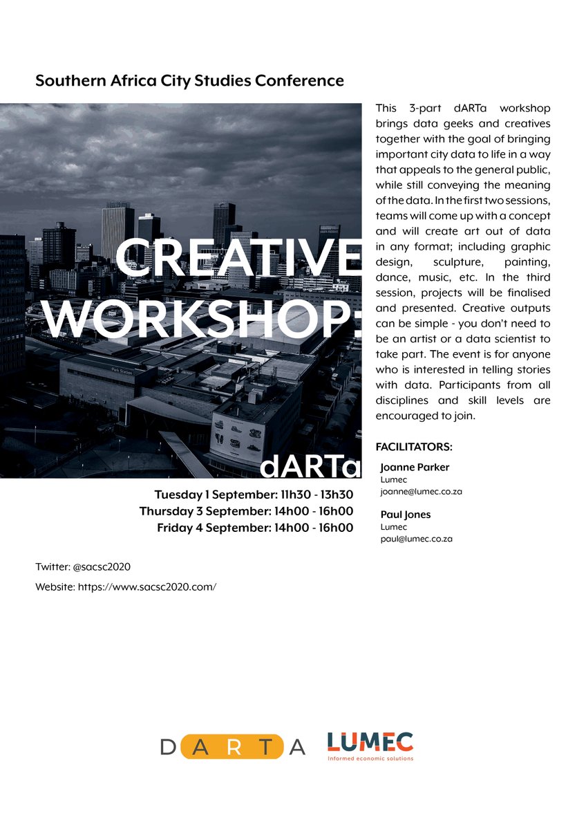 The last part of this 3-part creative workshop hosted by Lumec @jmparker86 takes place today.  Join this session to see the finalisation &amp; presentation of the mini projects participants have been working on. #data #art #creativity #innovation #visualisation #research