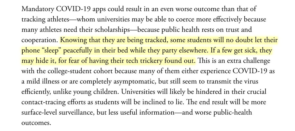 Those COVID apps some colleges are trying to force students to download? Worse than useless. You know what else is worse than useless? Bringing the students together for a few weeks, and then sending them home in a panic, to seed new clusters. New piece.  https://www.theatlantic.com/technology/archive/2020/09/pandemic-no-excuse-colleges-surveil-students/616015/