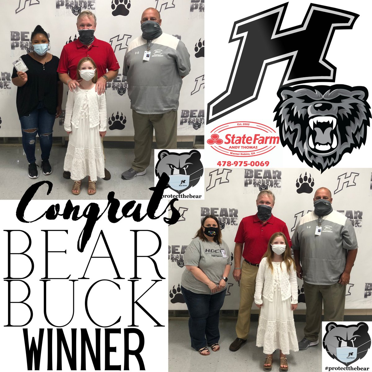 AndyThomasSF's tweet photo. Mary Margaret and I started the morning off great by awarding "Bear Buck" gifts cards to the Teacher of the Month, Amy Gallagher and Student of The Month, Cameron Pickney. I promise there were HUGE smiles under those masks.
#whoisyourgoodneighbor
#wehaveroomforyou https://t.co/y3BQJvCbWS