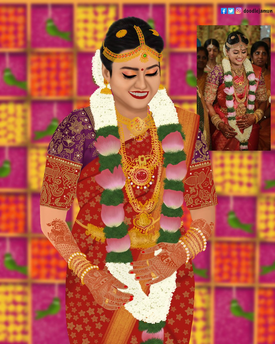 doodlejamun's tweet photo. Did this commission recently. It took a little bit of time than expected but it’s absolutely worth to make the client happy . 
#digitalart #wedding #southindianweddings #indianwedding #tamilponnu #weddingphotography #weddingdecor #art #weddingdecorationideas #digitalartbeginner https://t.co/ksizQLAl1F