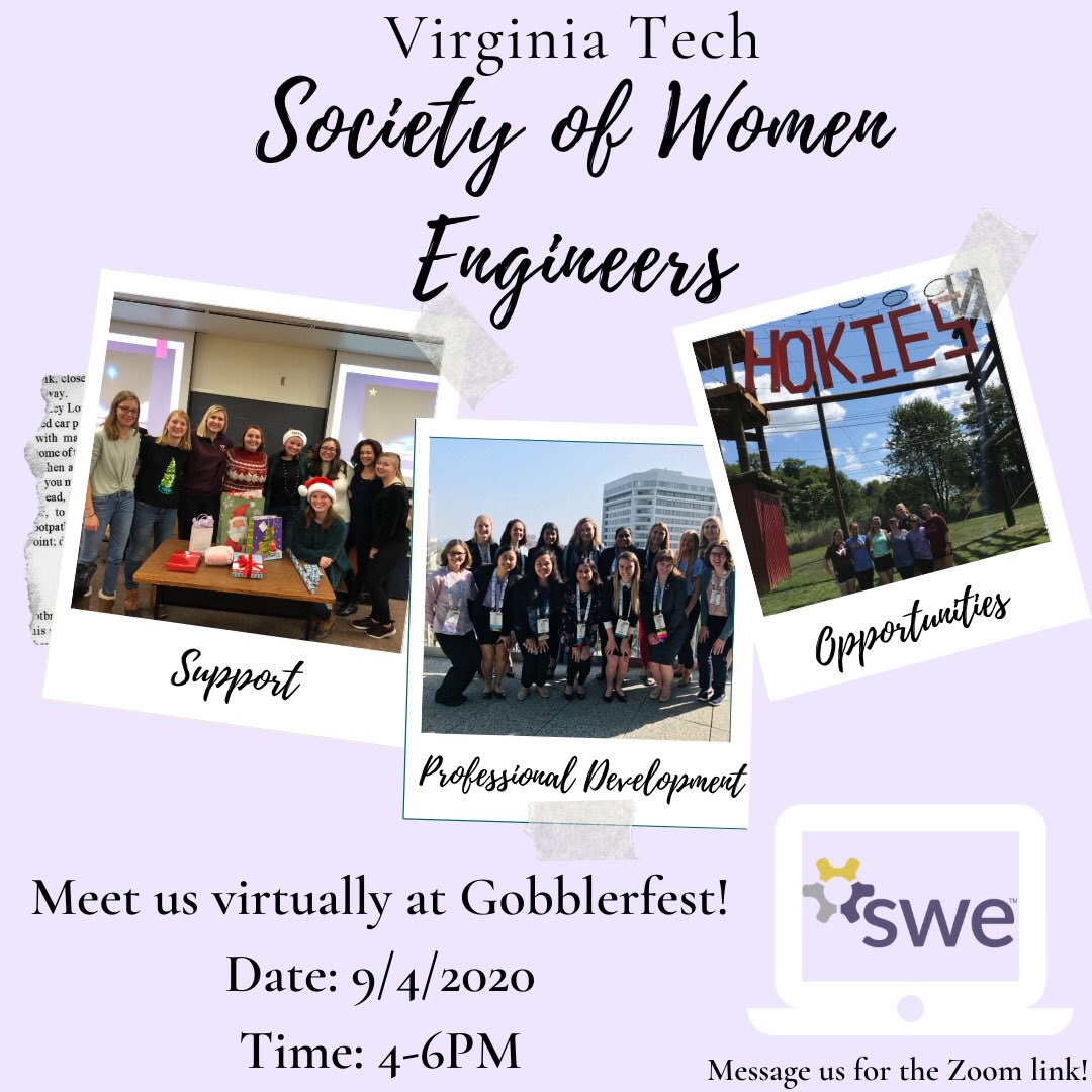 swe_vt's tweet photo. Check out SWE at Gobblerfest! Message us for the Zoom link! 💜 https://t.co/uunuI9TAiy
