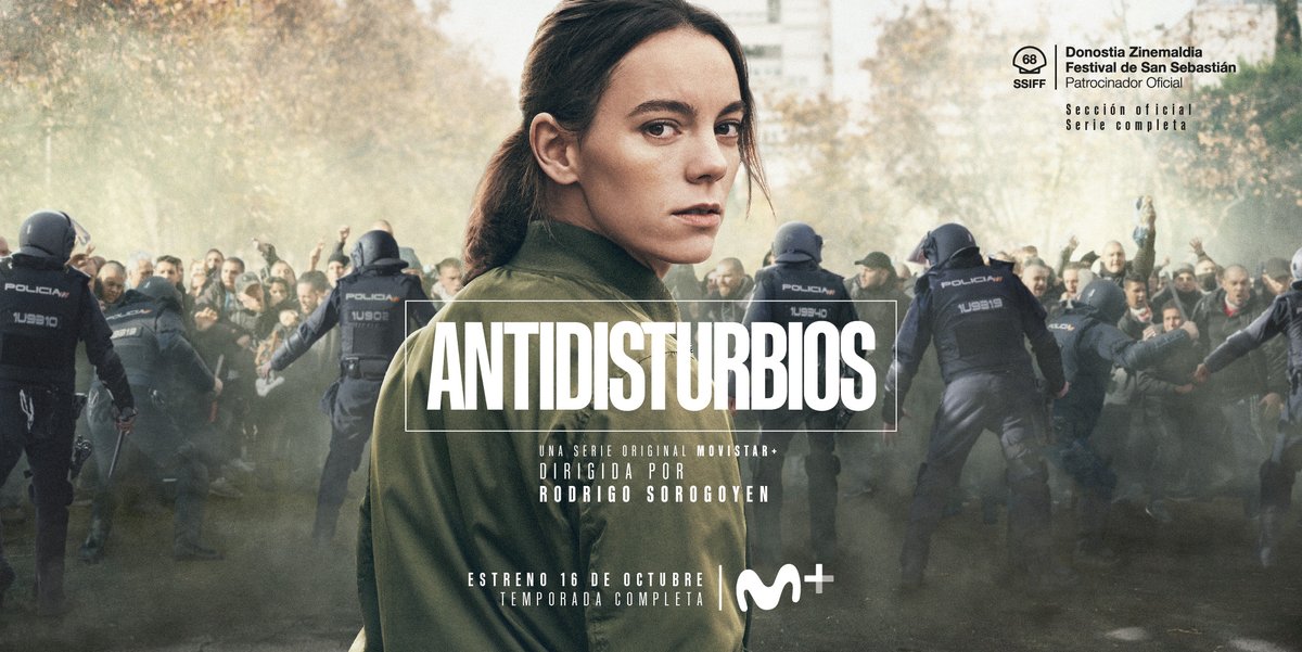 🚔 Cartel oficial de #Antidisturbios, la serie creada por los ganadores del Goya Rodrigo Sorogoyen e Isabel Peña.

La ficción original Movistar+ en colaboración con <a href="/thelab_lab/">thelab</a> y <a href="/CABALLOfilms/">CABALLO FILMS</a> se verá en primicia en la Sección Oficial del <a href="/sansebastianfes/">Donostia Zinemaldia - Festival de San Sebastián</a>.

ESTRENO: 16 DE OCTUBRE