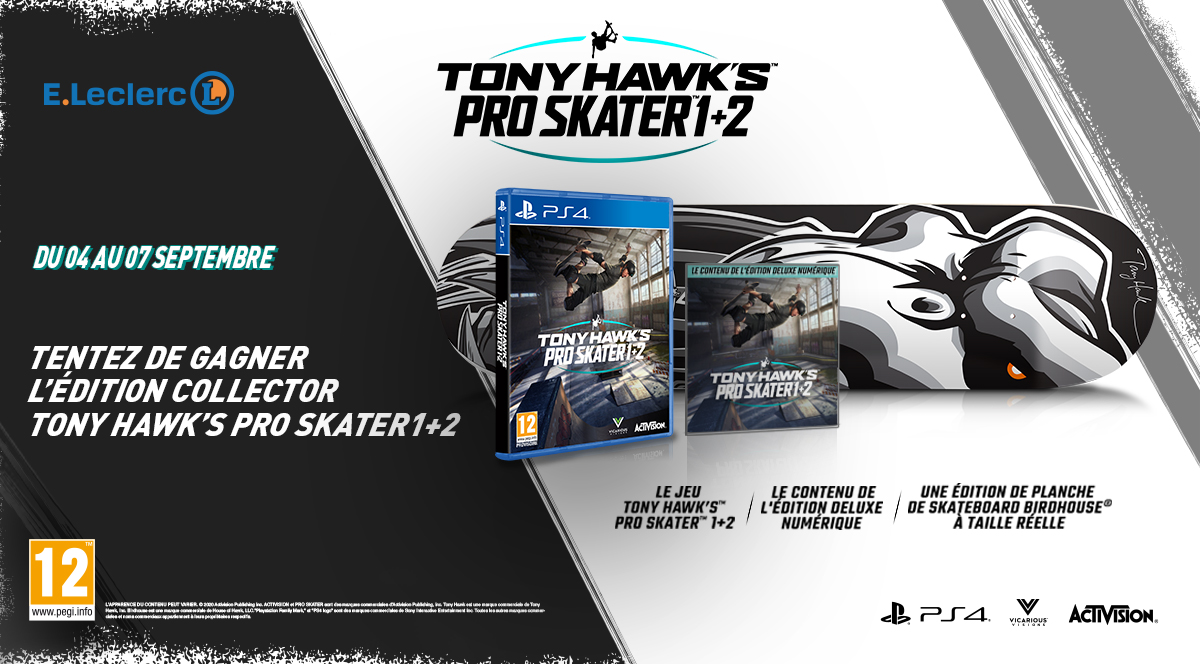 Leclerc_JV's tweet photo. #TonyHawksProSkater1and2 sort aujourd'hui ! Pour l'occasion, tentez de remporter votre édition collector sur PS4 🤩 A vos RT + follow !
Pour acheter votre jeu à 32,90€, c'est ici ▶️ https://t.co/cEMjJw976g
Règlement ▶️ https://t.co/LnlFMV5syz https://t.co/v1QE4Q6INa