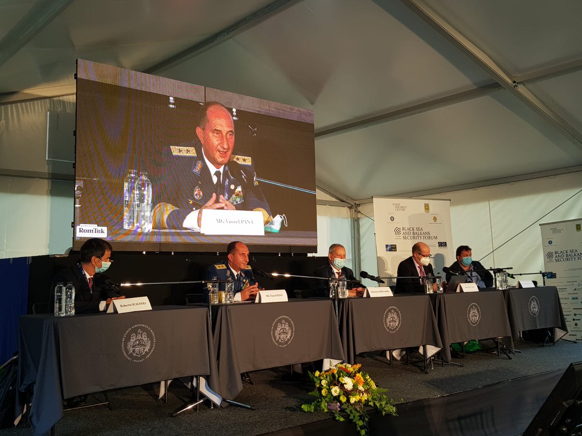 NSC_Romania's tweet photo. Space: Cooperation, Rivalry or Confrontation? How Can We Avoid a Star War? - chair: LTG (Ret) Dumitru Prunariu @space103 &amp; speakers: MG Viorel Pană, Chief of the Air Forces, @sducaru, Director of @eusatcen, Col. Daniel Cocolici, @MApNRomania &amp; Mr. Roberto Scagnoli of @RartelSa https://t.co/XhwAWkbxuh