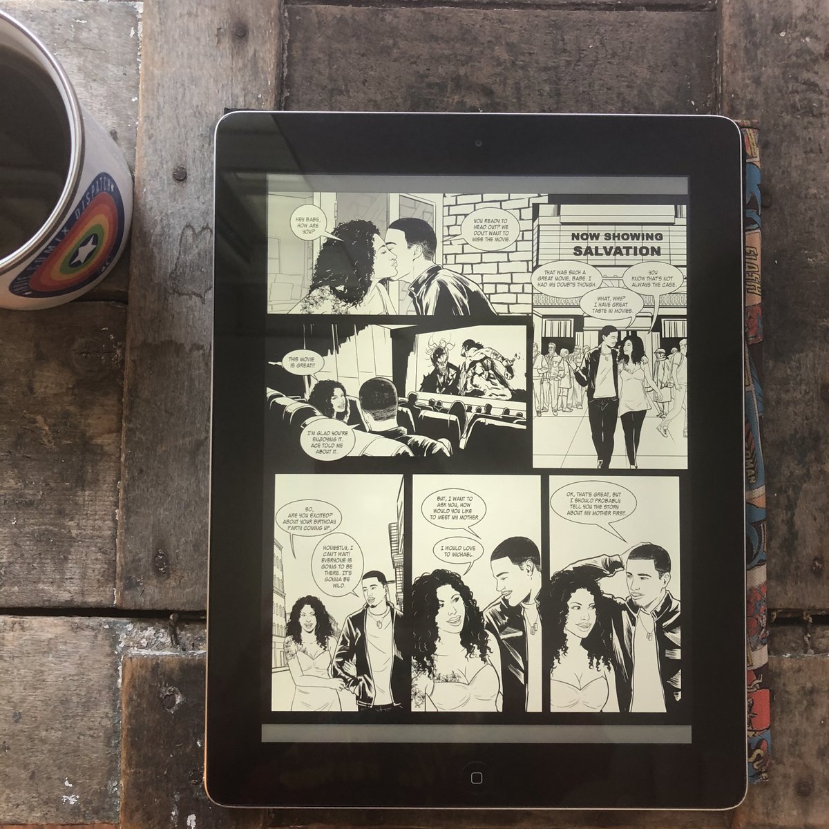 indiecomixdisp's tweet photo. #coffeeandcomics - Nightfall by @ComicsEnt! Great story. Love the transformation from B&W to color! (Also love the one-universe Easter egg on this page!)
#indiecomics #blackcomix #indiealways #indiecomixdispatch #supportindiecomics #selfpublishing #smallpress https://t.co/pZG03anUXN