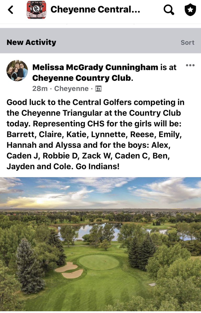 Good luck to our Central Indian Golfers today at the Cheyenne Country Club!!