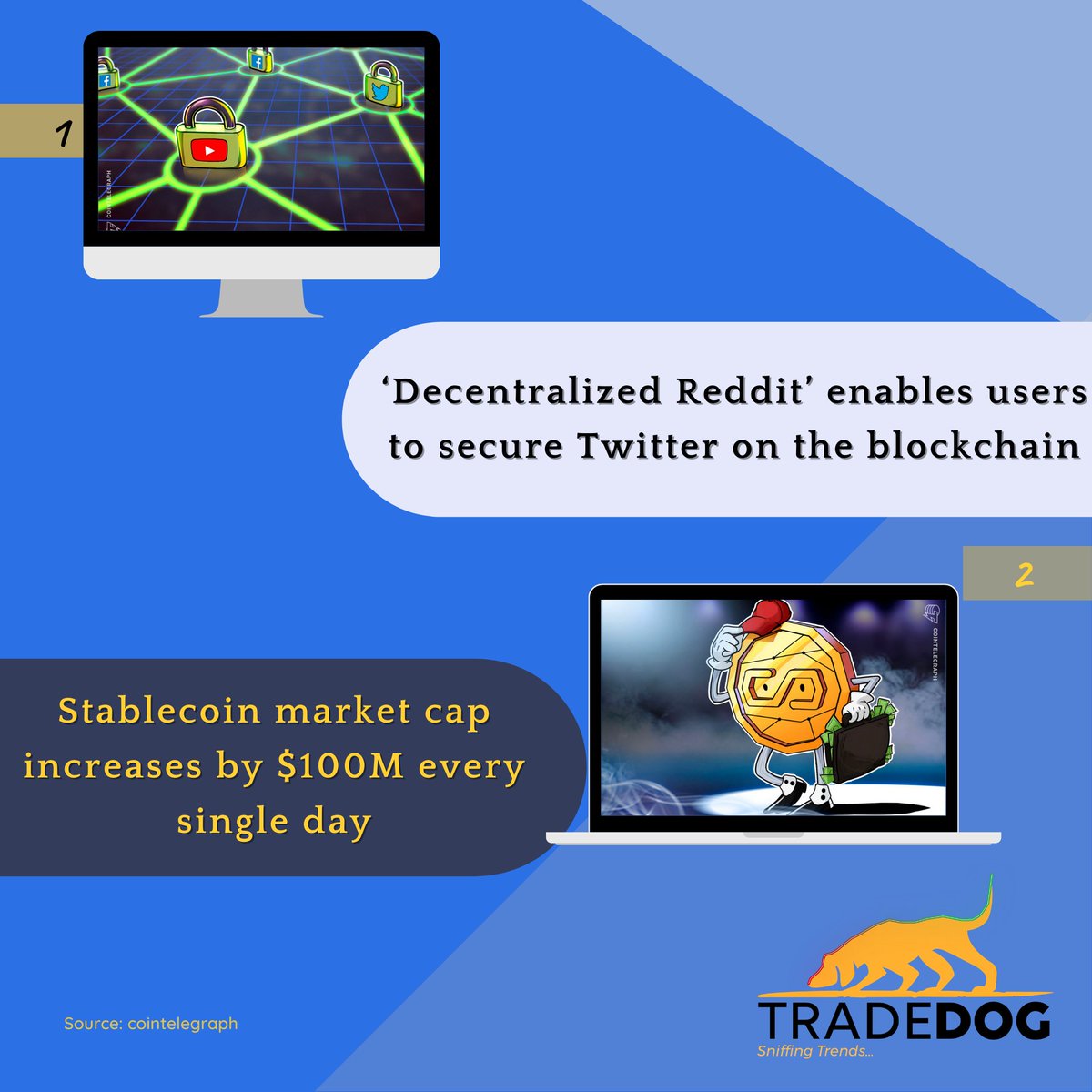 TradedogCrypto's tweet photo. Today inside "#Crypto: In the Know" we have got some interesting #news &amp; updates📈.

Do Like, Retweet, &amp; Comment❤️. Follow #tradedog to get daily exciting &amp; interesting stuff about the #Cryptocurrency Industry💥.

#sniffcrypto #cryptotwitter #CryptocurrencyNews #cryptonews #btc https://t.co/vJEzYfInxH