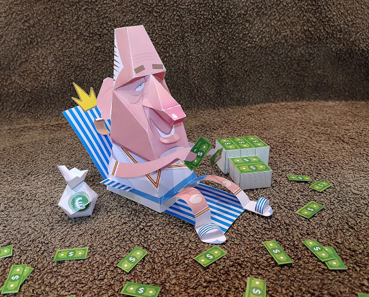 El rey emérito se nos ha ido, si quieres tener un recuerdo de él, puedes descargarte este recortable en recortable.blogspot.com