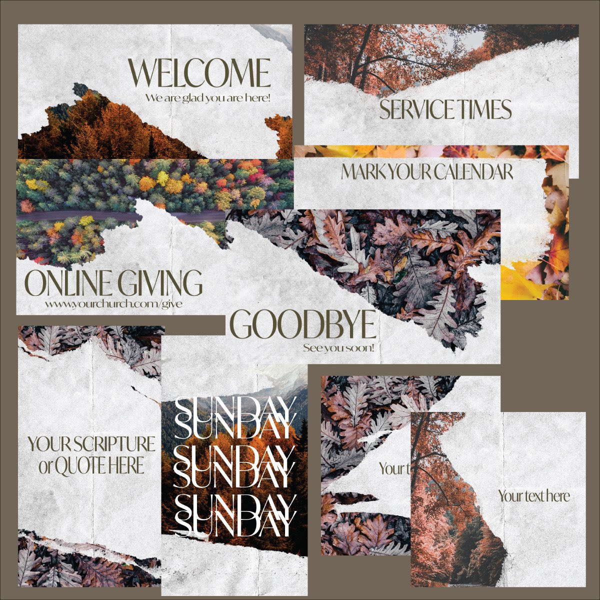 ThunderFishMedi's tweet photo. Introducing our Fall Service Pack includes 9 graphics total! Blank graphics included as well. Grab this at https://t.co/WRq9WKhBUH for your church or ministry! https://t.co/aQo757HsqU