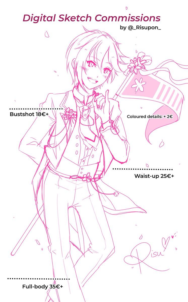 _Risupon_'s tweet image. 🌸 Sketch Commissions OPEN 🌸

I&apos;m part of @Connichi online this year, so I&apos;m offering time limited commissions until Sunday midnight!

✨ Rules are in the next tweet 💕
✨ RTs / likes = 💖

#Connichi2020 #ConLine20