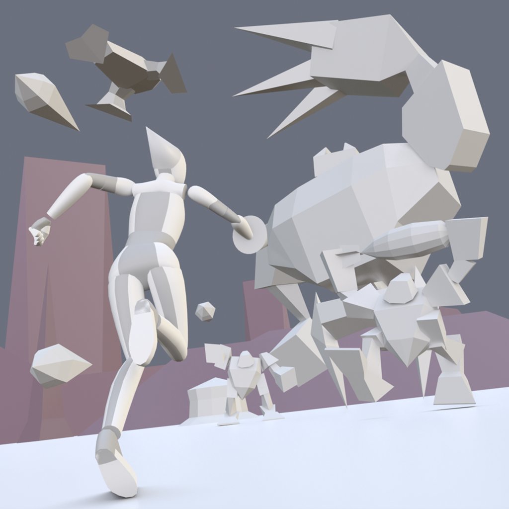 A look at the process for this one! Scrapped the first idea as I wanted to go with something that more closely represented the gameplay. Quickly blocked the scene out in 3D to help get started on a final composition. 