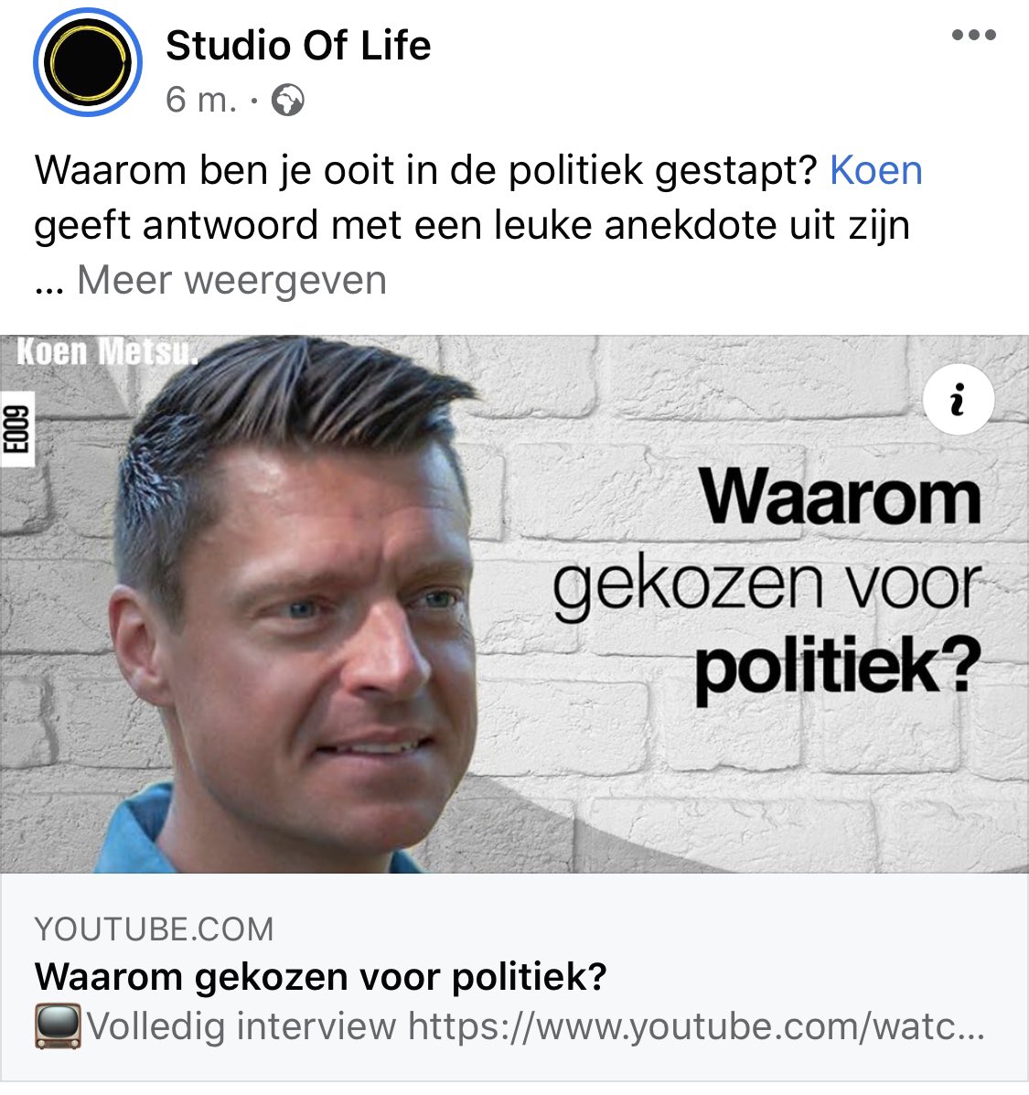 thestudiooflife's tweet photo. Nieuw hapklaar fragment staat klaar op onze Facebook! @MetsuKoen vertelt waarom hij ooit de politiek is ingestapt. Link in onze bio π #snackbytes #koenmetsu https://t.co/LWYuzKYk0z