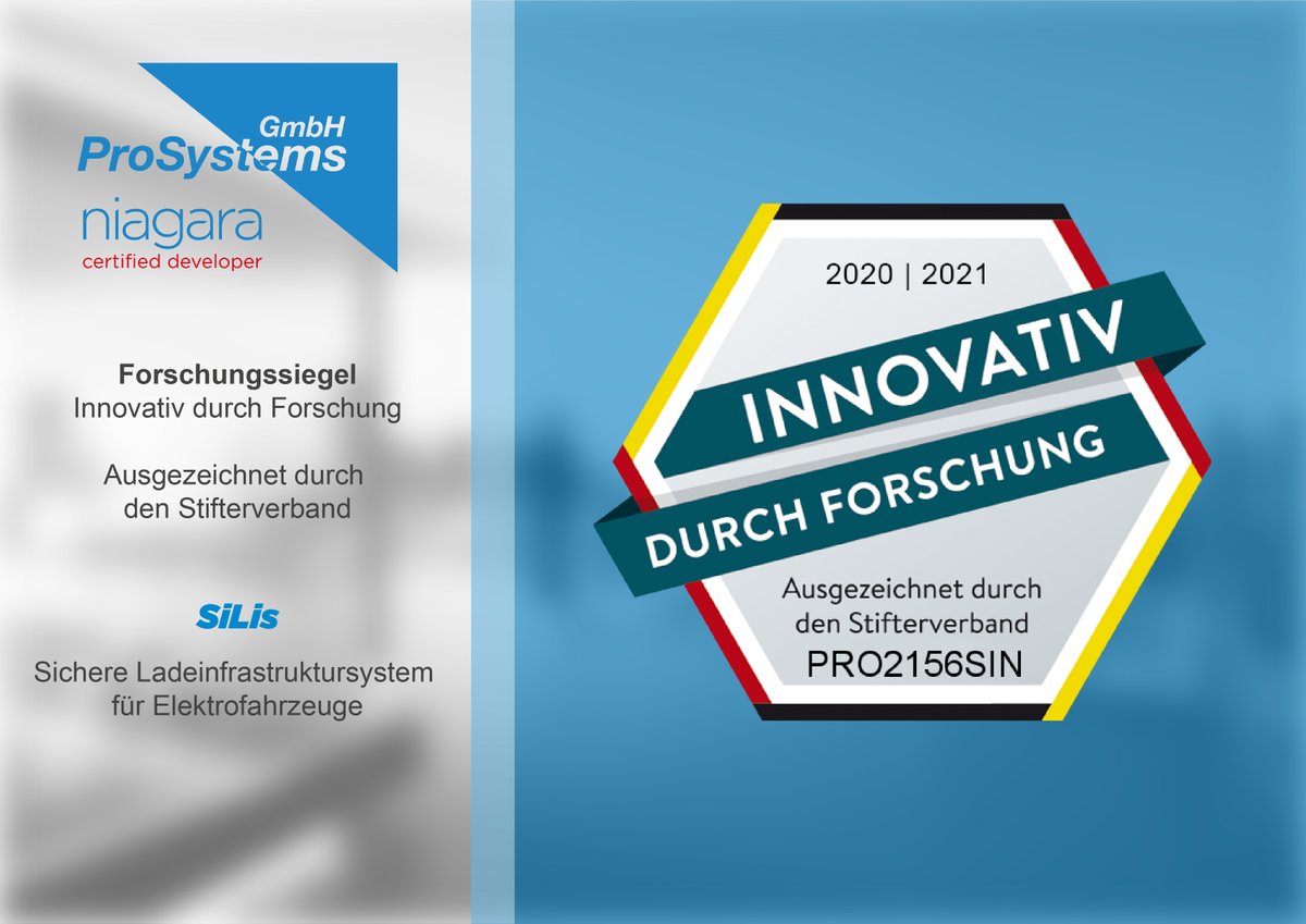 prosystemsgmbh's tweet photo. #Innovativ durch #Forschung @stifterverband zeichnet ProSystems für Forschungskompetenz und Innovationsfähigkeit aus. Unter anderem für das #SiLis Projekt (Sichere Ladeinfrastruktursystem für #Elektrofahrzeuge)
Mehr dazu https://t.co/45QgwyUesK
#prosystems #softwaresolutions https://t.co/eELS8DOSMM