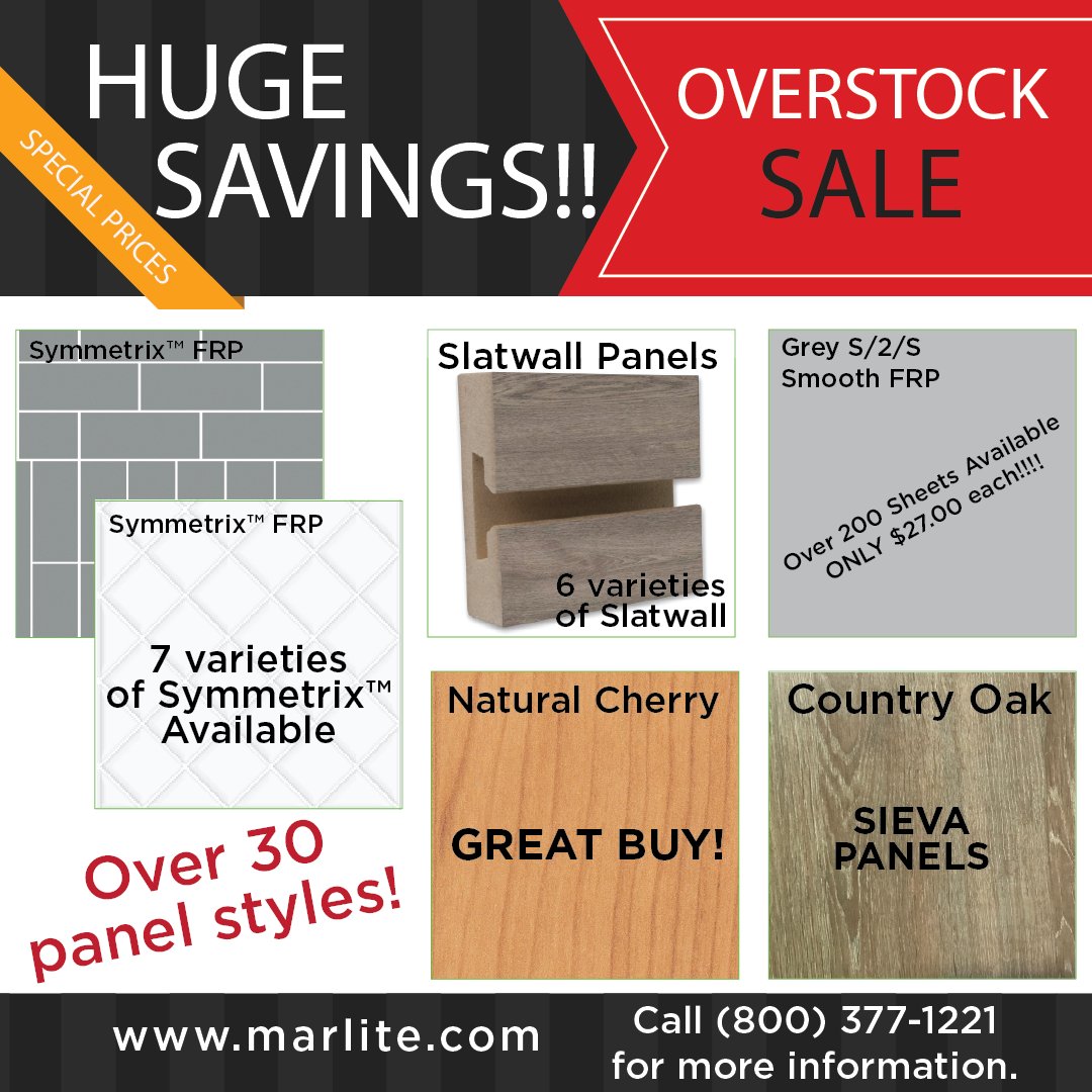 MarliteInc's tweet photo. Don't miss these deals on our overstock panels. They are going fast! #marlite #greatdeals #wallpanelsforless #sale
https://t.co/p0yknBDzCu https://t.co/18beRynOjs