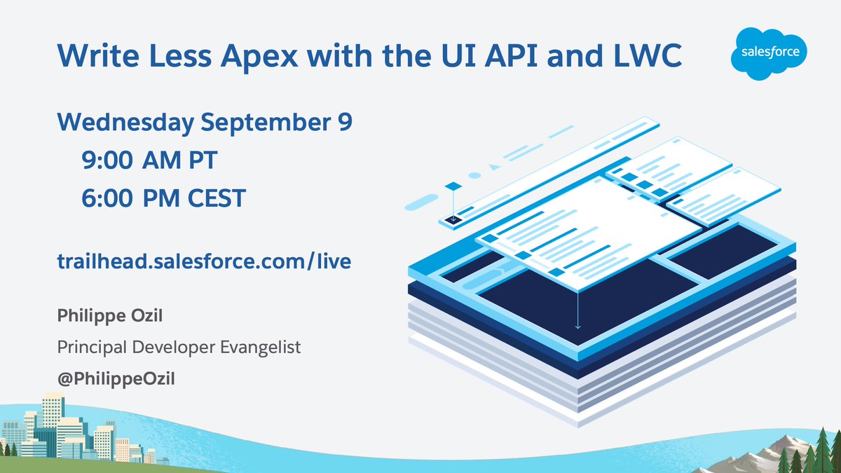 PhilippeOzil's tweet image. Join me on #TrailheadLive to learn about how you can write less Apex with the UI API and #LightningWebComponents.🗓 Wed Sept 9
⏰ 9 AM PT / 6 PM CEST
⬇️ Calendar invites