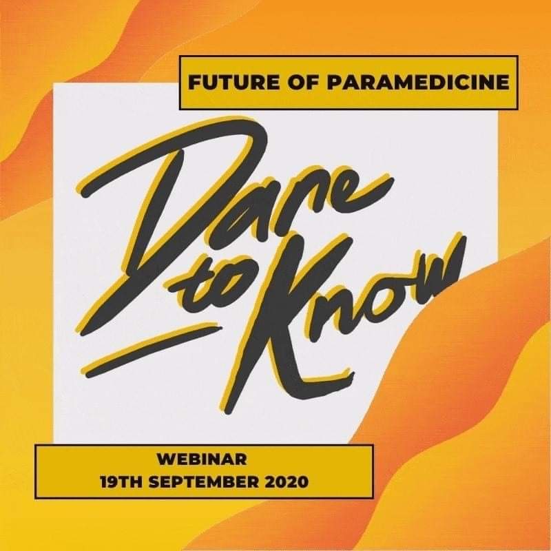 Are you booked to attend Dare to Know 2020 ParamedX?

DTK is a FREE student paramedic research conference facilitated by <a href="/CSUSPA/">CSUSPA</a> and this year taking place virtually.

Bookings at bit.ly/DTK2020-Parame…