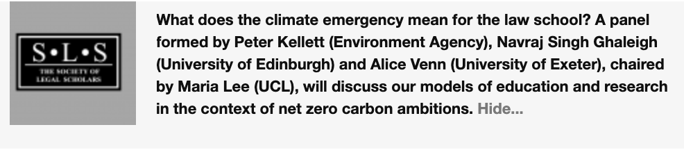 drmpWOLF's tweet photo. In full circle focusing on climate change #SLSVirtual20 closes with the panel on the Law School and the Climate Emergency / let's search for ways to do better, and in the current devastating circumstances find the opportunity to transform
#reducecarboonprint @SLSConference https://t.co/ykTQoGYEHp
