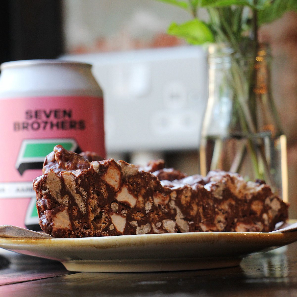 LaCollinaCoffee's tweet photo. An ice cold can of @SevenBro7hers and a slice of our take on the Rocky Road. What a combination. https://t.co/bh4IVLazYr