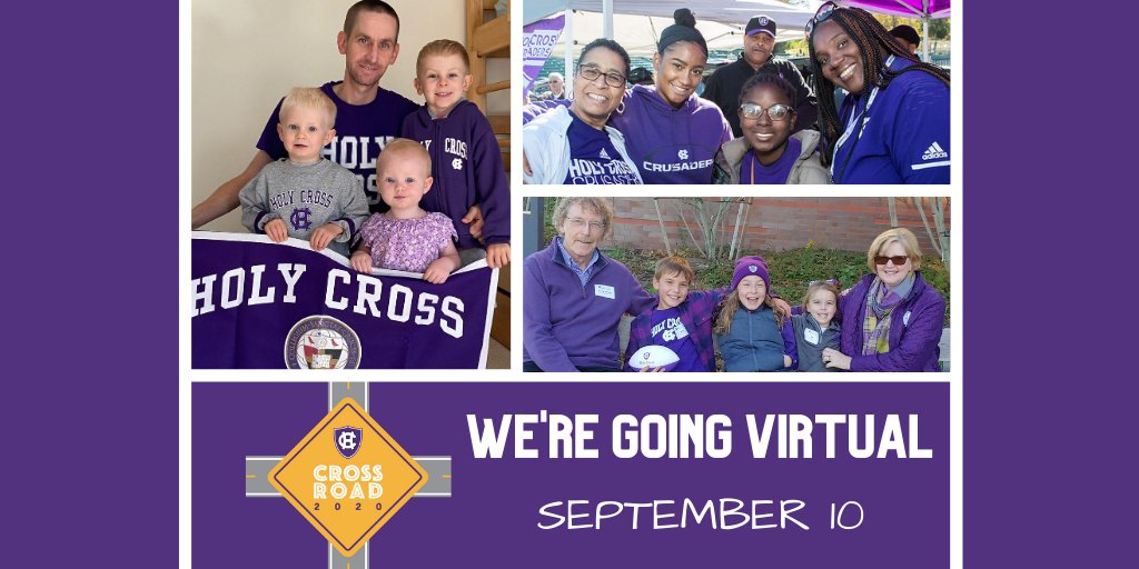 hcalumni's tweet photo. On 9/10 CROSSROAD 2020 is going virtual! The HCAA &amp; Holy Cross Athletics @GoHolyCross are inviting Crusaders everywhere to share HC themed photos and videos on social media to celebrate! Look for our post on 9/10 &amp; get ready to show off your purple pride! https://t.co/H2YMZ0t1Fs https://t.co/eYBrArKcqp