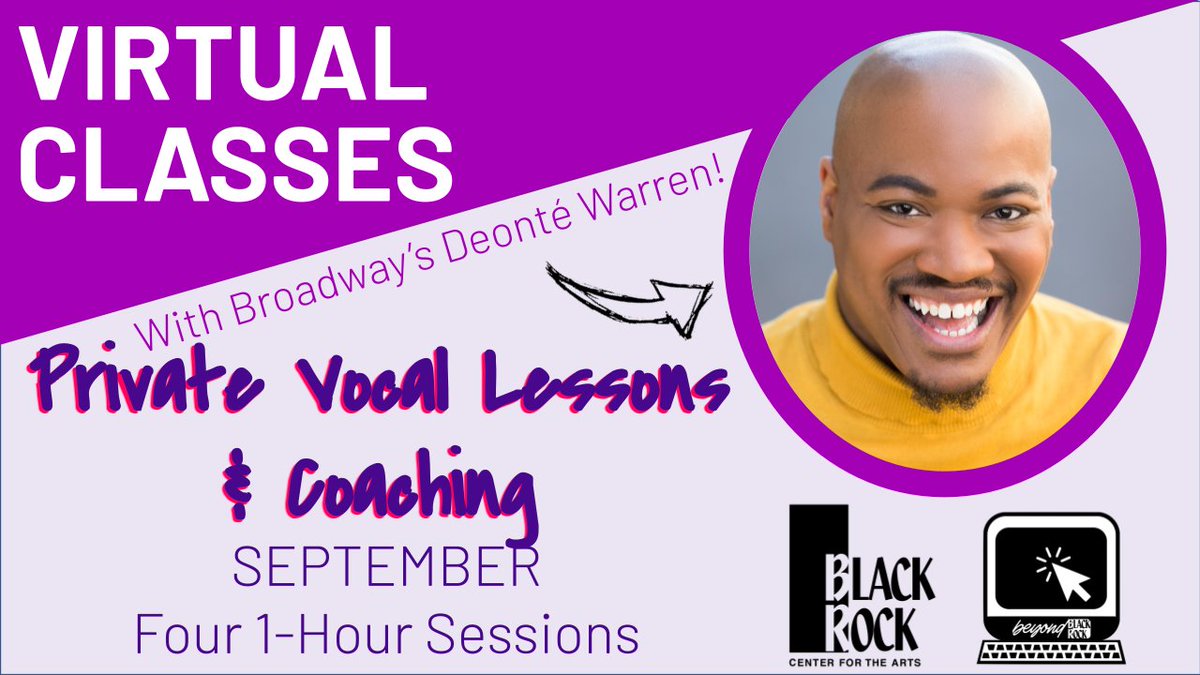 BlackRockCenter's tweet photo. Let your best voice be heard in “Private Vocal Lessons &amp; Coaching” with one of BlackRock’s newest teaching artists and Broadway performer, Deonté Warren. There's still time to register for Deonte’s class: https://t.co/2amQCPf2NN.. #blackrockartsmd #singinglessons #beyondblackrock https://t.co/i187ZBBgwQ