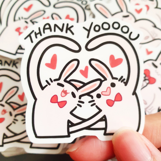 decided to reopen the store late tomorrow night! ^^ new thank you stickers will be included randomly in every order--this time they have a transparent bg :3 
