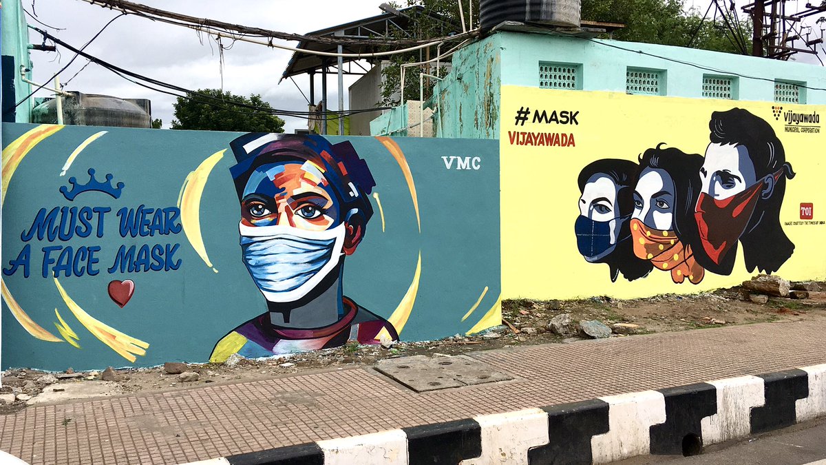 ItsKrishnaMohan's tweet photo. @Chandana__g @innovcorps @ShelterAssts @Prashant_pjp @manishthakurias @AnupamaDarla @flashbakgordon @OURVMC @MCTTirupati @Chary_VSC @malinireddy @ASCIMEDIA @dasra Wall painting murals are been  done by the @OURVMC on #coronavirus awareness and importance of wearing the #facemask https://t.co/b2adRACJSA