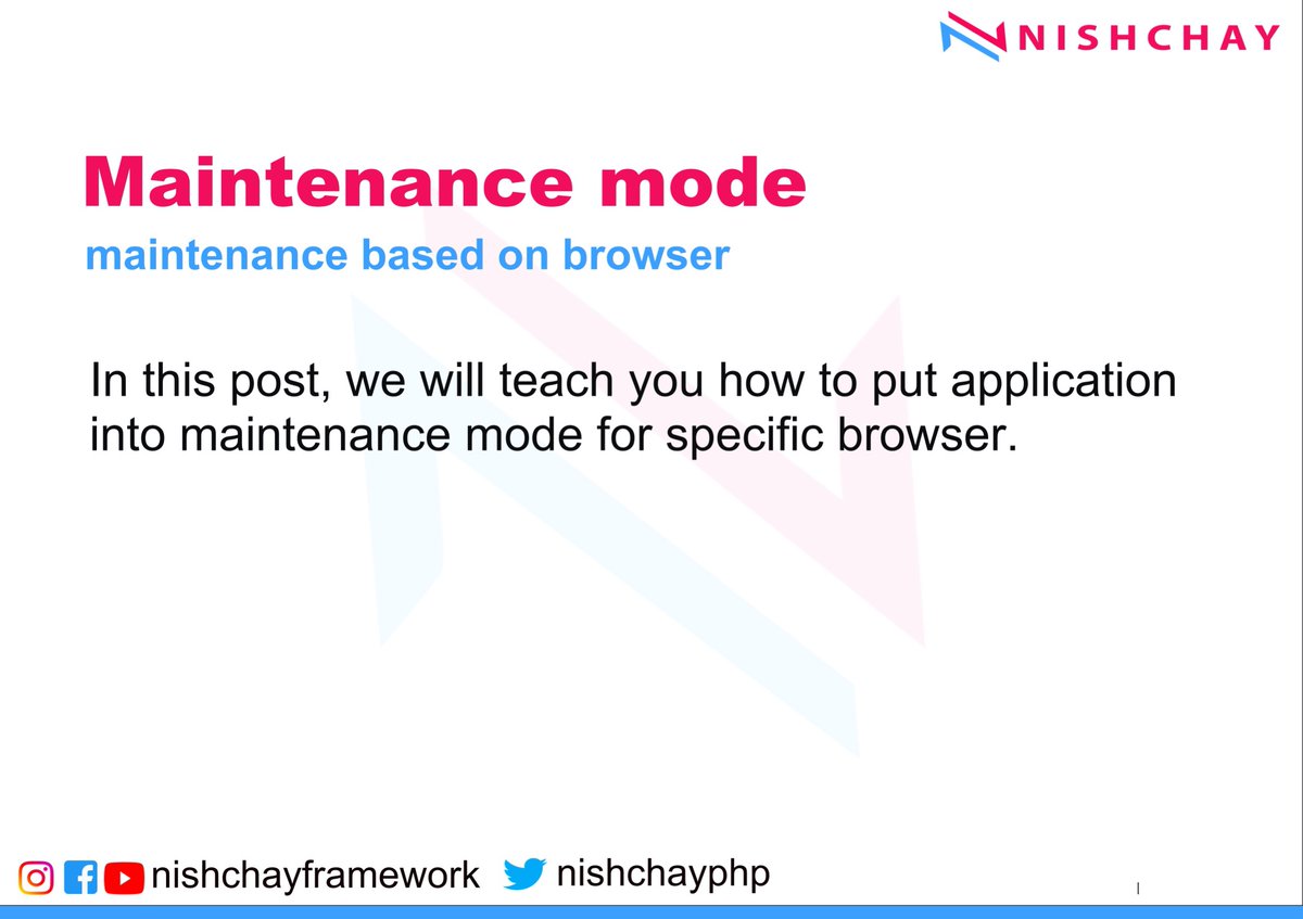 nishchayPHP's tweet image. Put your application into maintenance mode based on browser.

#php #phpframework #phpfreelancers #phpmaintenance #webmaintenance #webdeveloper #webdevelopment #phpdevelopment #phpdevelopers