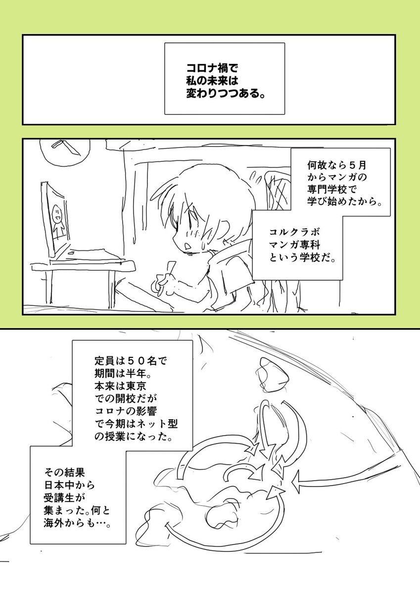 「マンガの専門学校で悪戦苦闘する話」1～3
#また乾杯しよう   #コルクラボマンガ専科 121/164 
#毎日読もうあげよう1Pマンガ  #伊吹マンガ 