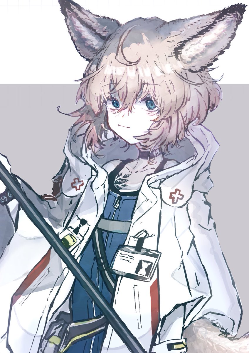 sussurro (arknights) 1girl solo animal ears tail blue eyes fox ears oripathy lesion (arknights)  illustration images