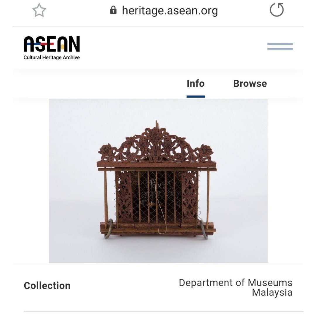 aseancoci's tweet photo. The Quail Trap, made of angsana wood with floral carvings, is usually placed in bushes near paddy fields to catch quails. Take a closer look to see the details of the trap at the ASEAN Cultural Heritage Digital Archive https://t.co/5aIo6YF8fG 
#ACHDA #JAIF20 #ASEANHeritage https://t.co/uUGL2rzleq