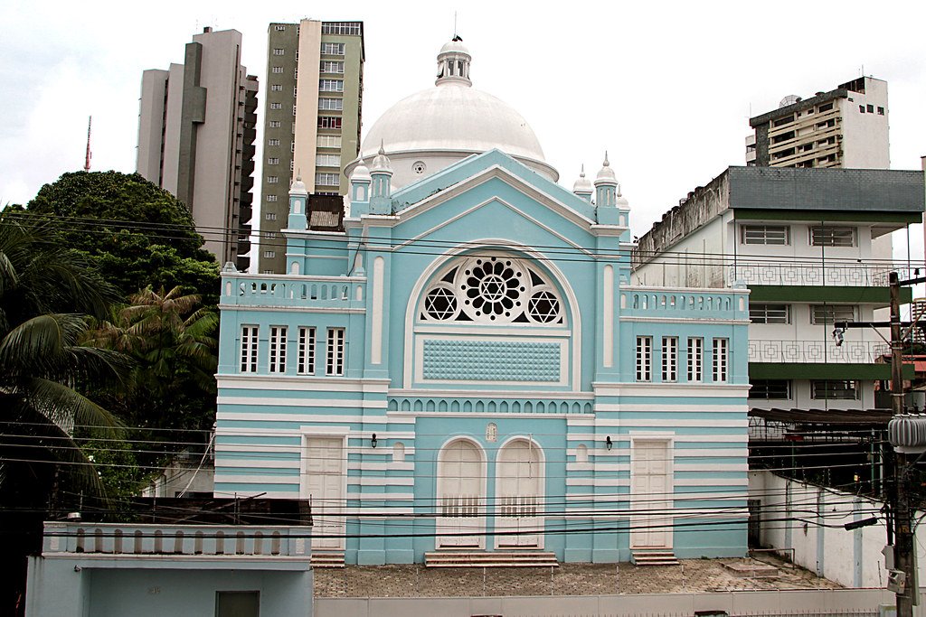 Shaar Hashamaim Synagogue was built in 1824 in Belem, Brazil.It was the first synagogue built by Moroccan Jewish immigrates to Brazil and its still in use today.