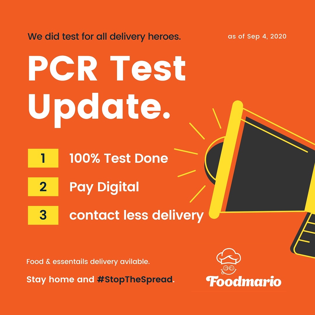 globalfoodmario's tweet photo. We ran PCR test for all the Delivery heroes, and all of them tested negative.
We are happy to let you know that we will be up and running our daily Delivery operations from tommorow freely.

App:  https://t.co/MMx8XmU8l5

#Foodmario #FoodPlus https://t.co/kD7pOxqtKE