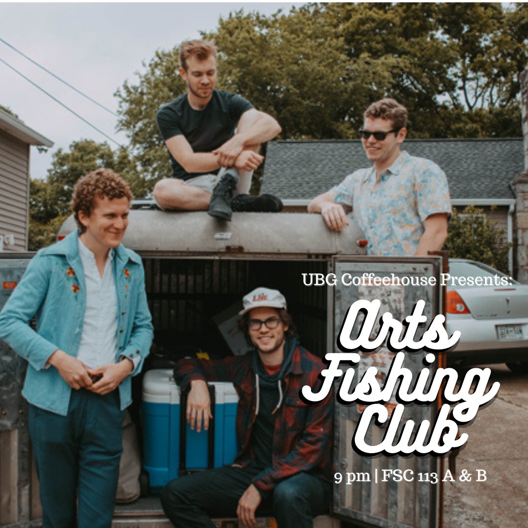 augieubg's tweet photo. Coffeehouse presents Arts Fishing Club tonight! Coffee and donuts will accompany this awesome live-streamed event at 9pm in FSC 113 A&amp;B! If you would rather watch from home, check Amail or Viking Central for the event link! #fridaynightswithubg https://t.co/I3BwNfBfxz
