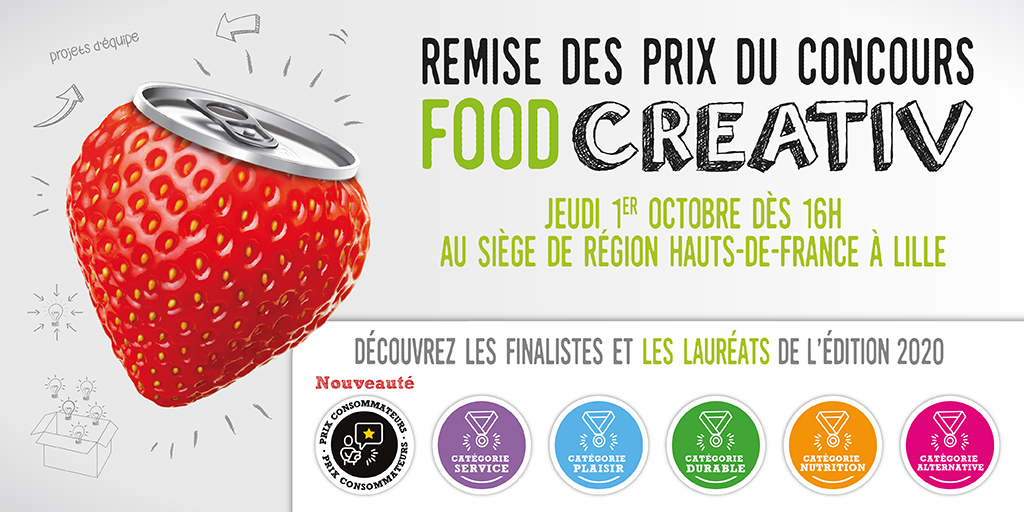 ComitepromoHDF's tweet photo. 🗓️[Save the date] 1er octobre dès 16 h à Lille. Qui seront les 6 lauréats 2020 du concours de l'#innovation #agroalimentaire #hautsdefrance #foodcreativ 2020 ? Venez nombreux les découvrir ! Programme et inscriptions : https://t.co/kOK6k5RSFG https://t.co/gVloSLQC1A