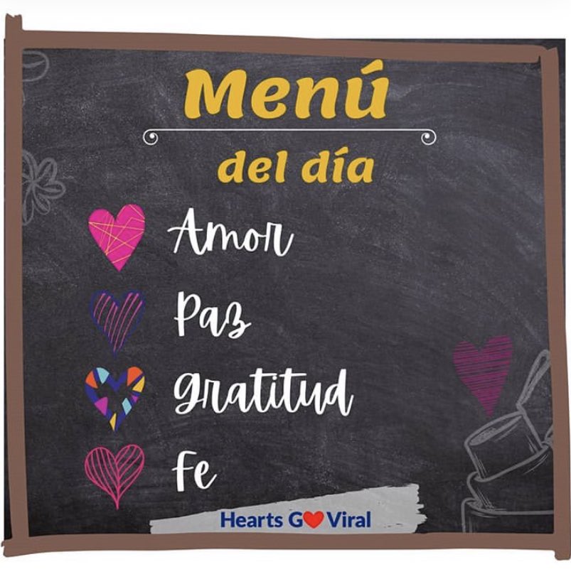 Repitamos día a día este menú y alimentemos nuestra alma de energías positivas. ❤️🤗
.
.
#heartsgoviral
#viralicemoselamor
#corazónHGV
#saludmental
#friendship