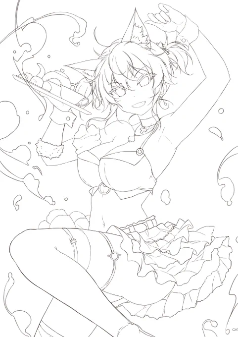 線画まで描けましたぞーやったぞー(*'▽') 