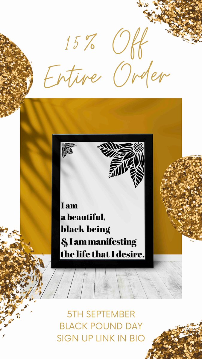 SpiritualPrints's tweet photo. Black pound day! 
15% off!!
Sign up to get your discount
https://t.co/Uaa12gQUYc

https://t.co/XBZ3AFWIoU 

#BlackPoundDay #ukblackpound #blackpound #BLM #BlackLivesMatter https://t.co/vFc8ksUzm0