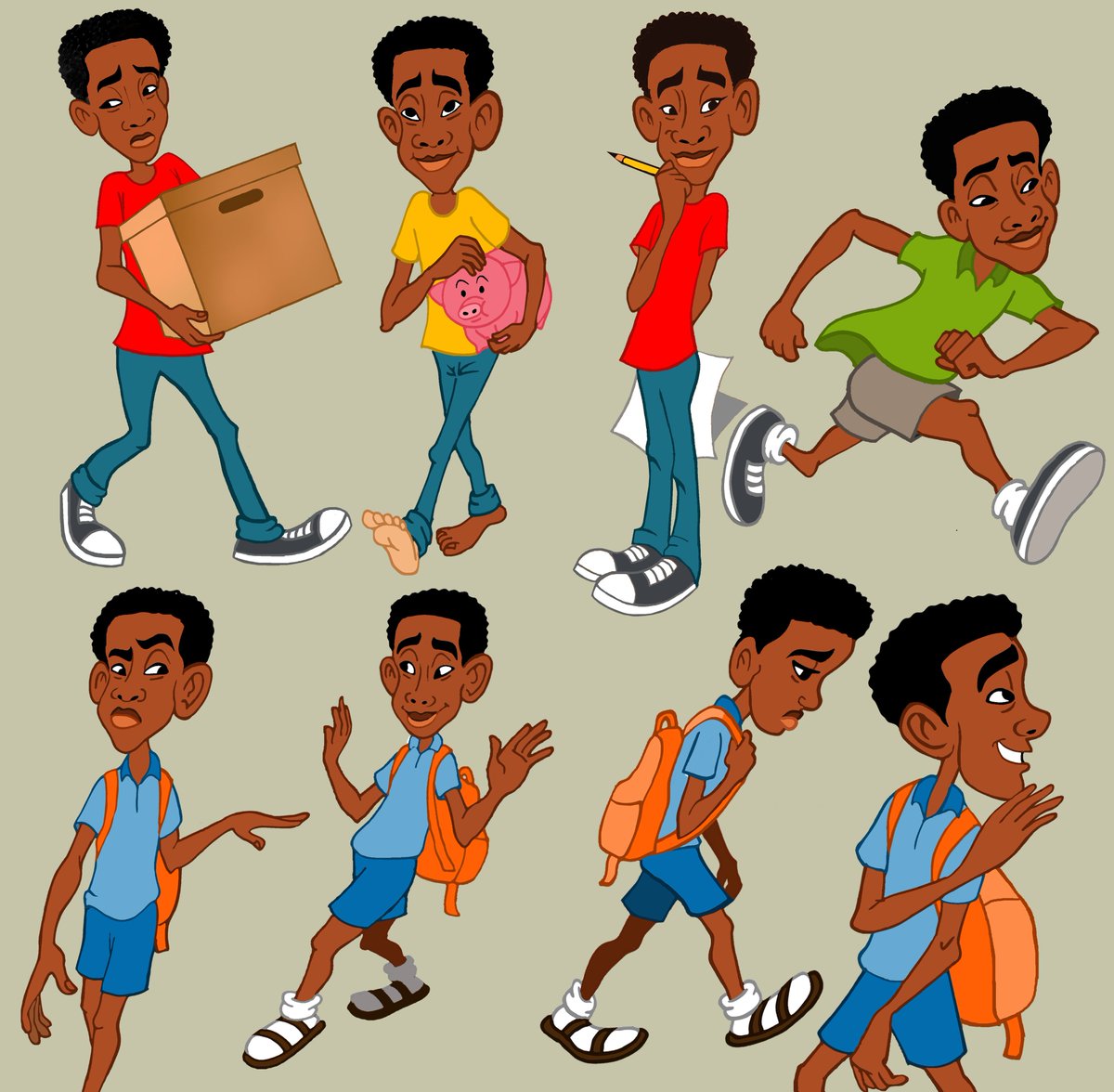 CHARACTER DESIGN
Character concept design for a storybook project about a boy whose family has to move to a new neighborhood leaving his school and friends behind and having to adapt to new changes and circumstances. I think every child at some point has experienced this.