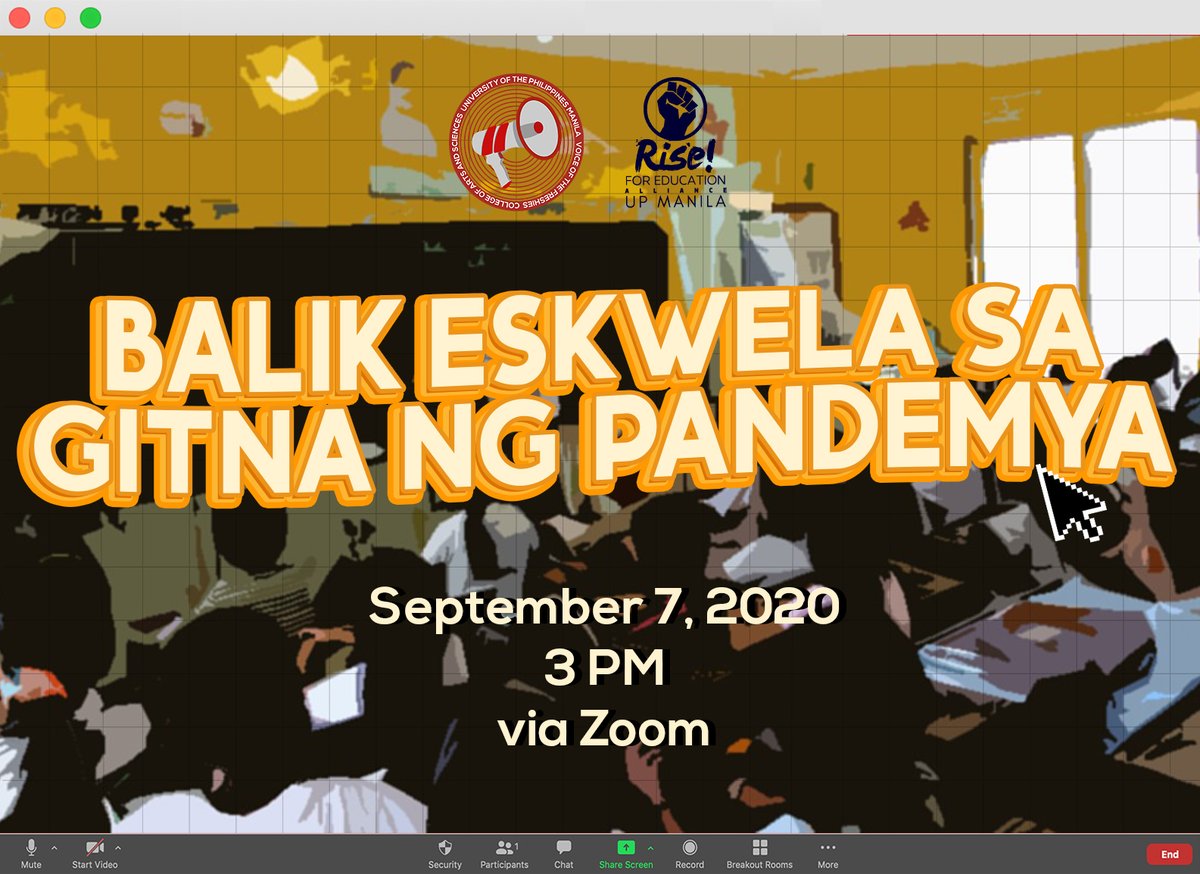 upmcasfstc's tweet photo. Simulan na natin ang PASINAYA 2020!🎊

Handog natin sa mga bagong Iskolar ng Bayan🌻, kasama🤝 ang @R4EUPM, ang isang talakayan sa kasalukuyang kalagayan ng edukasyon📚 sa bansa.

Magparehistro sa https://t.co/ZFACXzWBgl

#Pasinaya2020
#CASBatch2024
#MalaKAS https://t.co/olvqRKBuV8