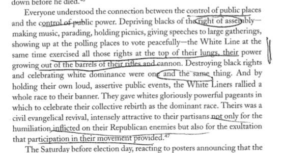 The control of public places and the control of political power were intimately intertwined. And so white Supremacists organized wild, extravagant rallies to celebrate white dominance and (the 2 being intimately related) the destruction of Black rights. 7/