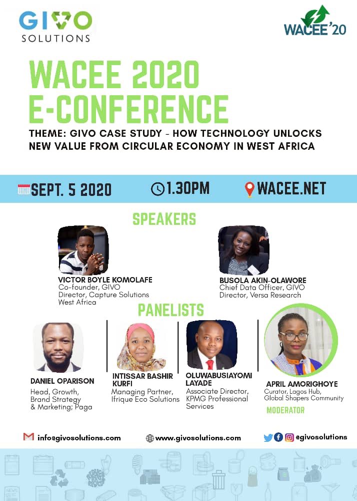 We will be discussing “How Technology Unlocks New Value from Circular Economy in West Africa” with @givosolutions . 

Visit the website wacee.net at the webinar time and give yourself the opportunity to learn new ideas.