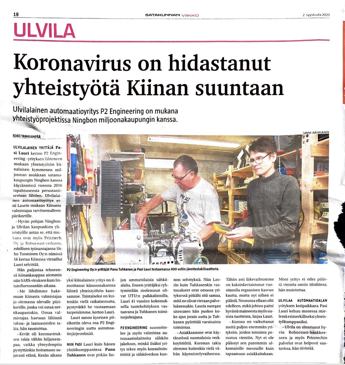 PiritaIhamaki's tweet photo. P2engineering automaatioalan yritys mukana Ningbon kaupungin kanssa yhteistyöprojektissa. #p2engineering, #ningbo, @prizztech @robocoast https://t.co/wgKyzH76JI