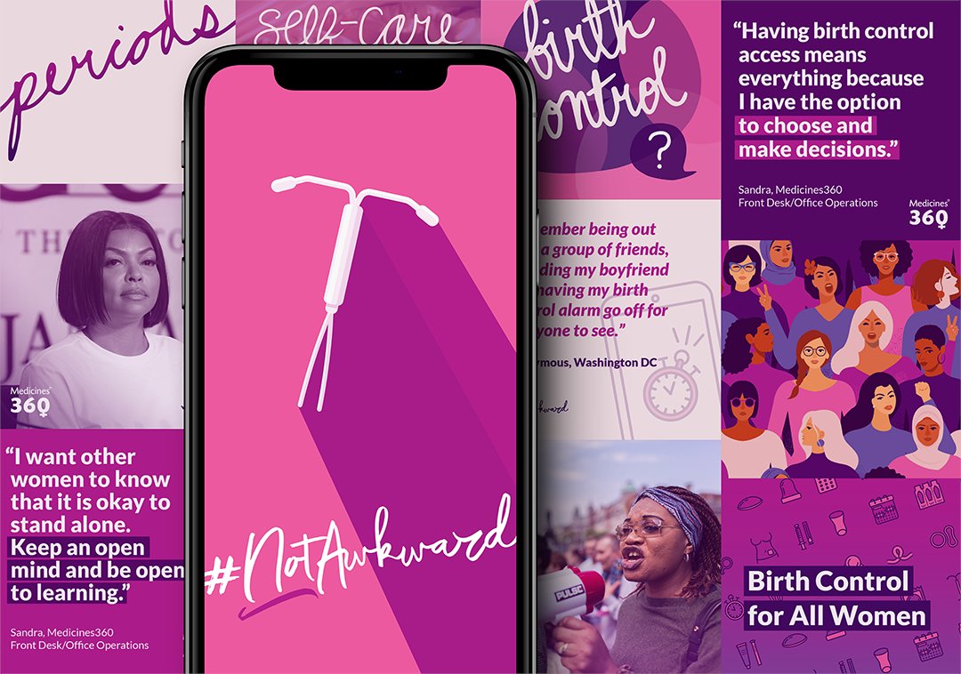 PM360online's tweet image. Congrats to “Birth control is #NotAwkward: Let’s Talk About It” from @Medicines360 and @JPAHealthComm for being named one of 5 finalists for the #PM360TrailblazerAwards Best #socialmedia Campaign. 

Winners are announced during our virtual event on 10/1: bit.ly/320Uwez